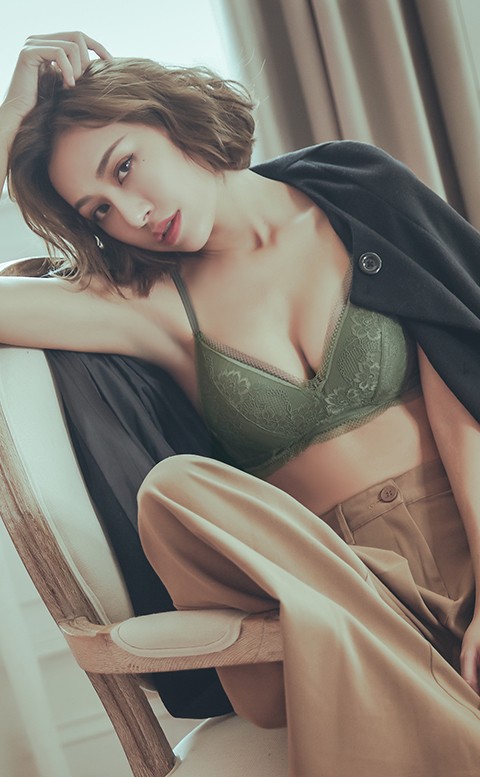 熱戀薰心 薄襯無鋼圈成套內衣褲 S-XL myBRA - 綠色