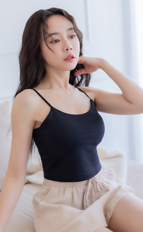 高彈性吸濕透氣BRATOP｜細肩帶 - 經典黑