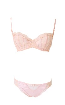 (絕版品)爵士風範 無襯性感U型典範完美瞬間成套內衣褲 B-D myBRA - 粉色