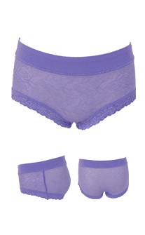 (絕版品)古典優雅 冰絲纖維中腰平口內褲 FREE myBRA - 紫色