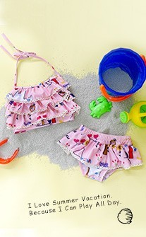 粉紅尤物 二件式兒童可愛泳衣 M-XL AINIA - 粉紅